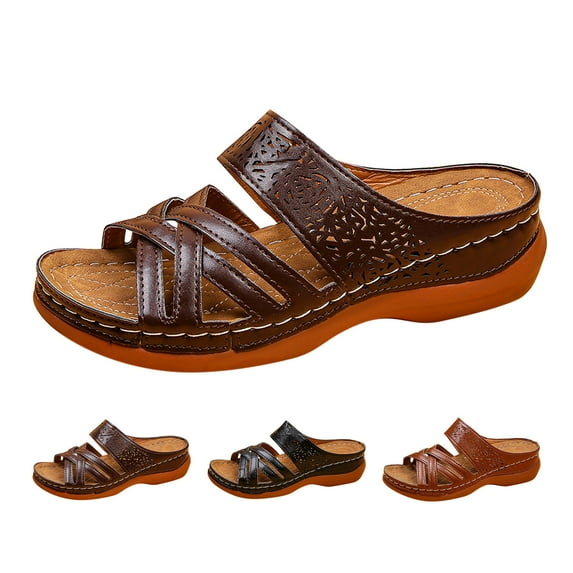 Orthopedic Sandal for Women Dressy Summer Sandals with Arch Support Casual Open Toe Wedge Platform Sandals Vintage Anti-Slip Walking Slipper