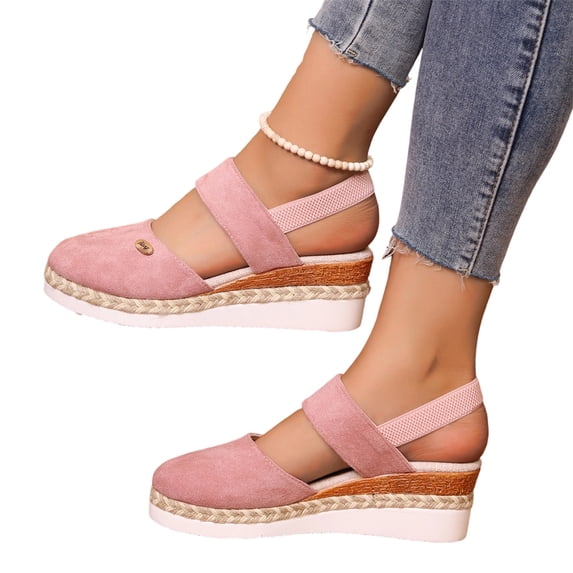 Orthopedic Sandals With Arch Support For Women Wedge 2026 Summer Casual Closed Toe Espadrilles Low Heel Sandals Dressy Comfortable Walking Ankle Strap Wide Width Sandal, 41