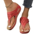 thumbnail image 1 of Orthopedic Sandals for Women 2026 Arch Support Wedge Casual Comfortable Orthopedic Flat Open Toe Platform Non-Slip Summer Beach Sandals Dress Shoes,Red 38, 1 of 5