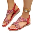 thumbnail image 1 of Orthopedic Sandals For Women 2026 Rhinestones Flat Sandals Dressy Comfort Walking With Non Slip On Casual Summer Beach Shoes Sparkling Jeweled Bohemian,Red Size 42, 1 of 7