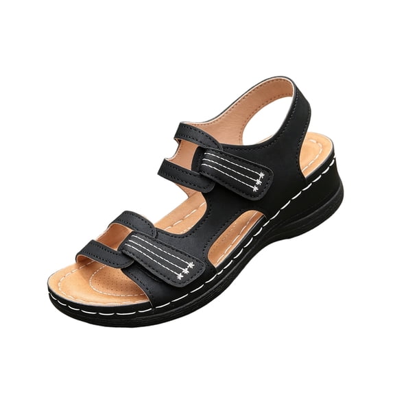 Orthopedic Sandals for Women 2026 Wide Width Dressy Summer Strappy Arch Support Flat Wedge Sandals Women Open Toe & Ankle Strap Comfortable Platform Slip-On Walking Casual Shoe for Beach, 39