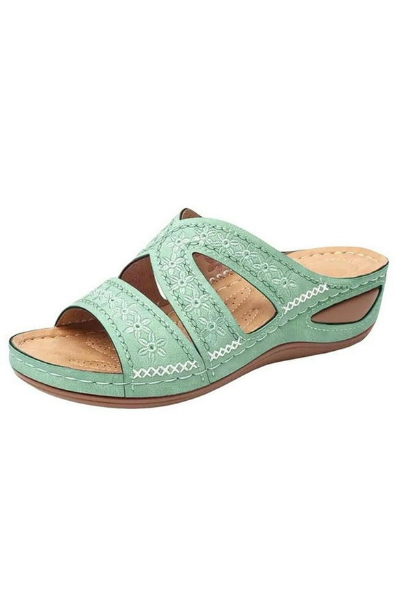 Orthopedic Sandals For Women with Arch Support-Slip-On Wedge Platform Summer Shoes, Non-Slip Beach Shoes & Breathable Design|All-Day Comfort Green Sandals Women
