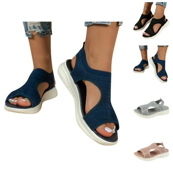 Orthopedic Sandals for Women, Breathable Mesh Slide Sandals with Arch Support Open Toe On Plantar Fasciitis Platform Dress Sandal Comfortable Beach Sandal