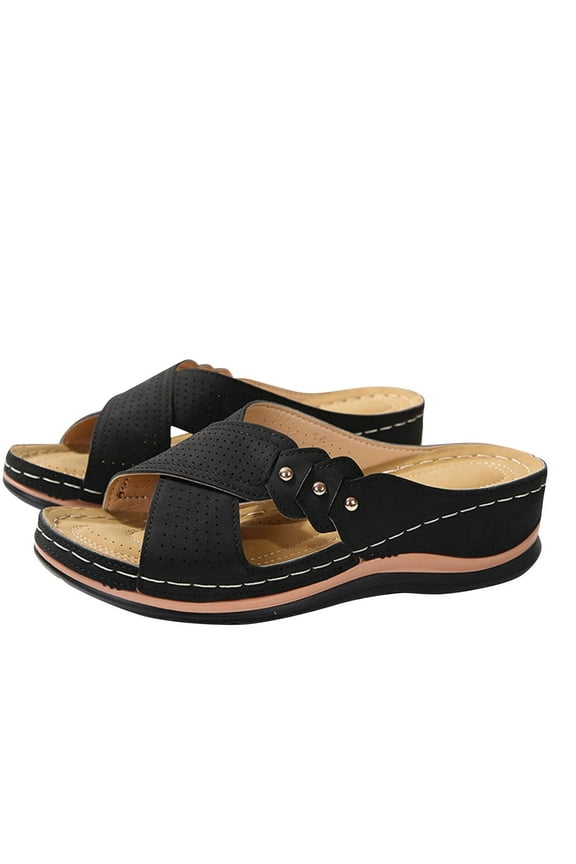 Orthopedic Sandals for Women Comfortable Dressy Wedge Spring Shoes Summer Vacation Arch Support Orthotic Summer Open Toe Platform Sandal Casual Flip Flops Slip on Beach Flats Outdoor Wedges