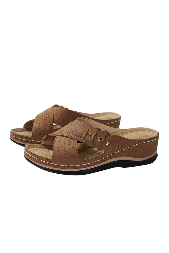 Orthopedic Sandals for Women Comfortable Dressy Wedge Spring Shoes Summer Vacation Arch Support Orthotic Summer Open Toe Platform Sandal Casual Flip Flops Slip on Beach Flats Outdoor Wedges