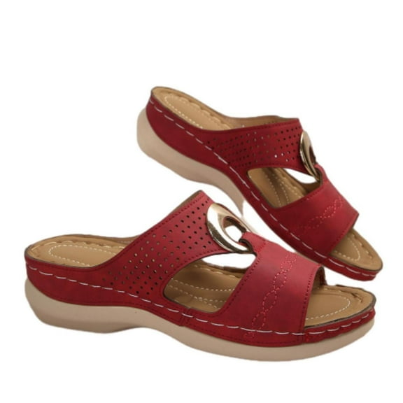 Orthopedic Sandals for Women Open Toe Slip On Wedge Slides Arch Support Orthopedic Sandal Casual Comfortable Open Toe Dressy Summer Beach Shoes for Vacation Platform Shoes