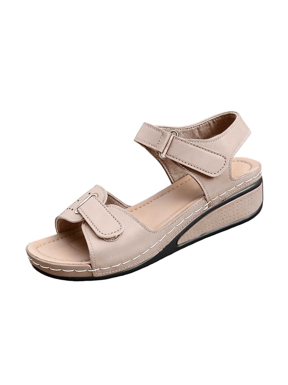 Orthopedic Sandals for Women Wide Width,Women's Sport Soft Cushion Comfortable Walking Sandal Arch Support Orthotic Athletic Travel Summer Shoes Dressy