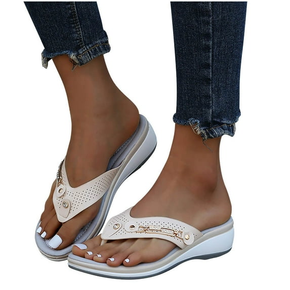 Orthopedic Sandals for Women Women's Sandals Comfortable Platform Wedge Heeled Flip Flops for Women with Arch Support Summer Casual Open Toe Wedge Sandals