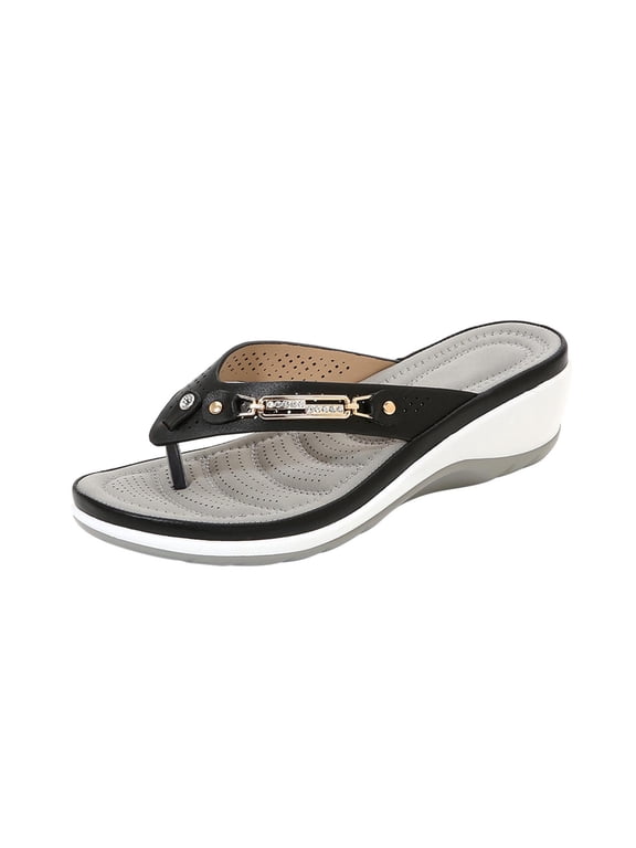 Orthopedic Sandals for Women Women's Sandals Comfortable Platform Wedge Heeled Flip Flops for Women with Arch Support Summer Casual Open Toe Wedge Sandals