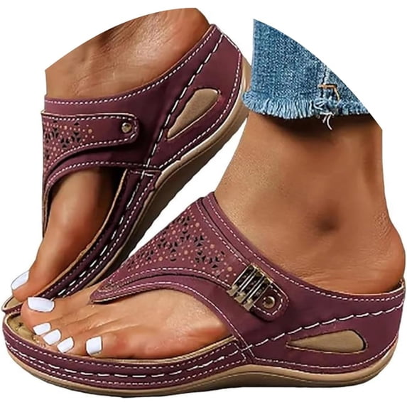 Orthopedic Sandals for Women - 2025 Arch Support Wedge Flip Flops Summer Comfortable Elegant Casual Beach Slippers