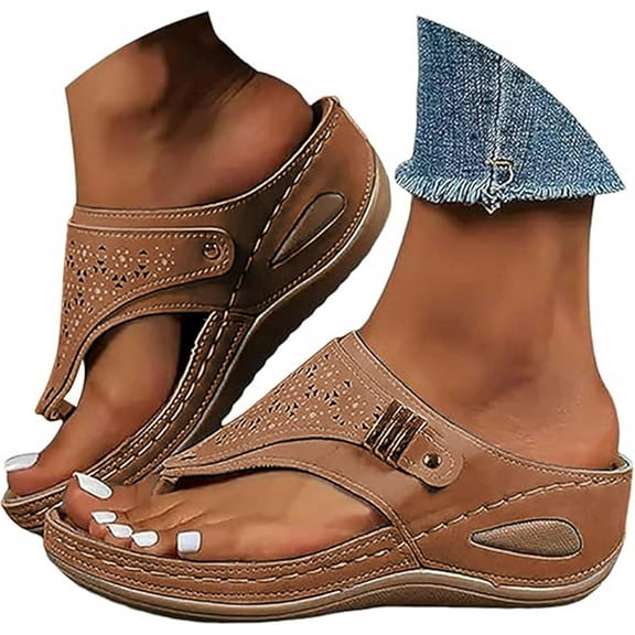 Orthopedic Sandals for Women - 2025 Arch Support Wedge Flip Flops Summer Comfortable Elegant Casual Beach Slippers