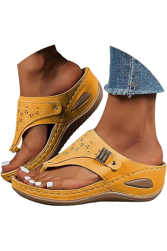 Orthopedic Sandals for Women - 2025 Arch Support Wedge Flip Flops Summer Comfortable Elegant Casual Beach Slippers