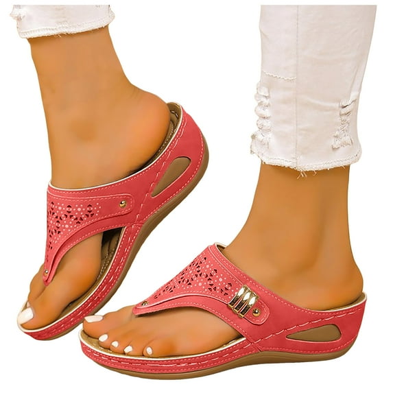 Orthopedic Sandals for Women 2025 Summer Casual Beach Vacation Shoes Dressy Arch Support Low Wedge