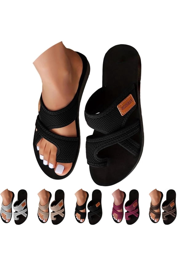 Orthopedic Sandals for Women 2026 Comfortable Spring Shoes Beach Flip Flops Casual Mesh Flats Toe Ring Slippers