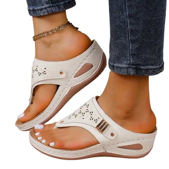 Orthopedic Sandals for Women 2026 Dressy Casual Summer Arch Support Flip Flops Comfortable Beach Vacation Sandals,White 43
