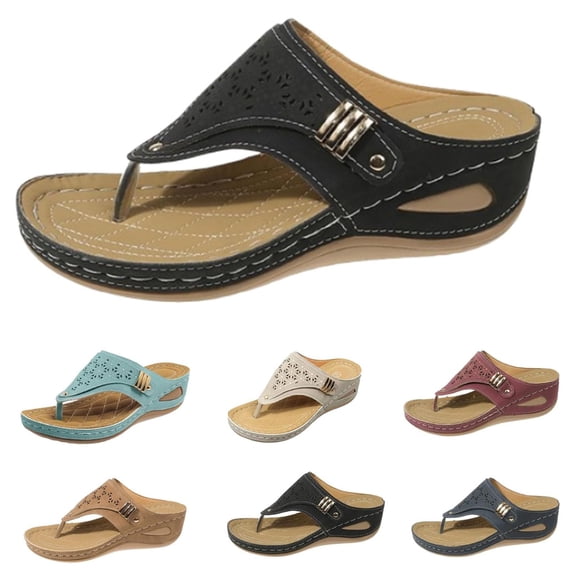 Orthopedic Sandals for Women, 2026 Summer Comfortable Dressy Casual Beach Sandal Slippers Ladies Arch Support Wedge Flip Flops Slides