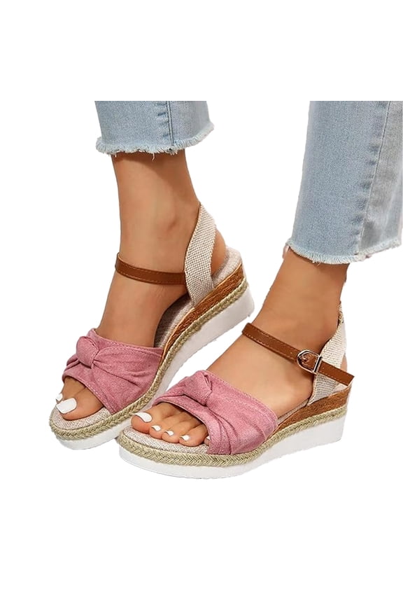 Orthopedic Sandals for Women, 2026 Summer Dressy Espadrilles Platform Wedge Sandals Open Toe Slip on Sandals Casual Ankle Strap Beach Shoes