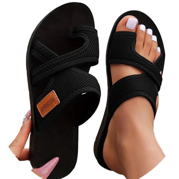 Orthopedic Sandals for Women 2026 Summer Extra Wide Beach Breathable Comfortable Mesh Hollow Mesh Slide Sandls Orthopedic Shoes,Black,36