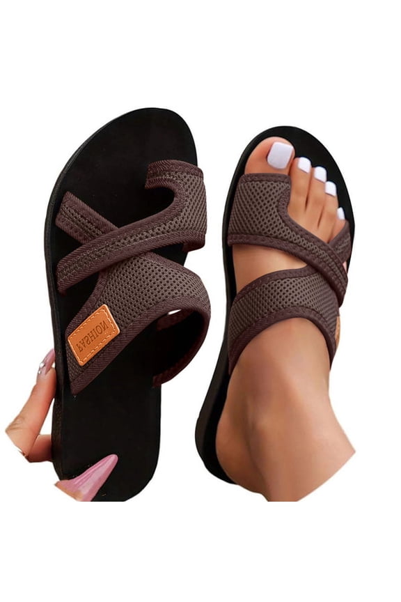 Orthopedic Sandals for Women 2026 Summer Extra Wide Beach Breathable Comfortable Mesh Hollow Mesh Slide Sandls Orthopedic Shoes,Coffee,41