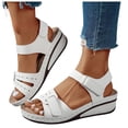 thumbnail image 1 of Orthopedic Sandals for Women Comfortable Low Wedges Breathable Footbed Arch Support Walking Shoes with Adjustable Strap White Size 9, 1 of 7
