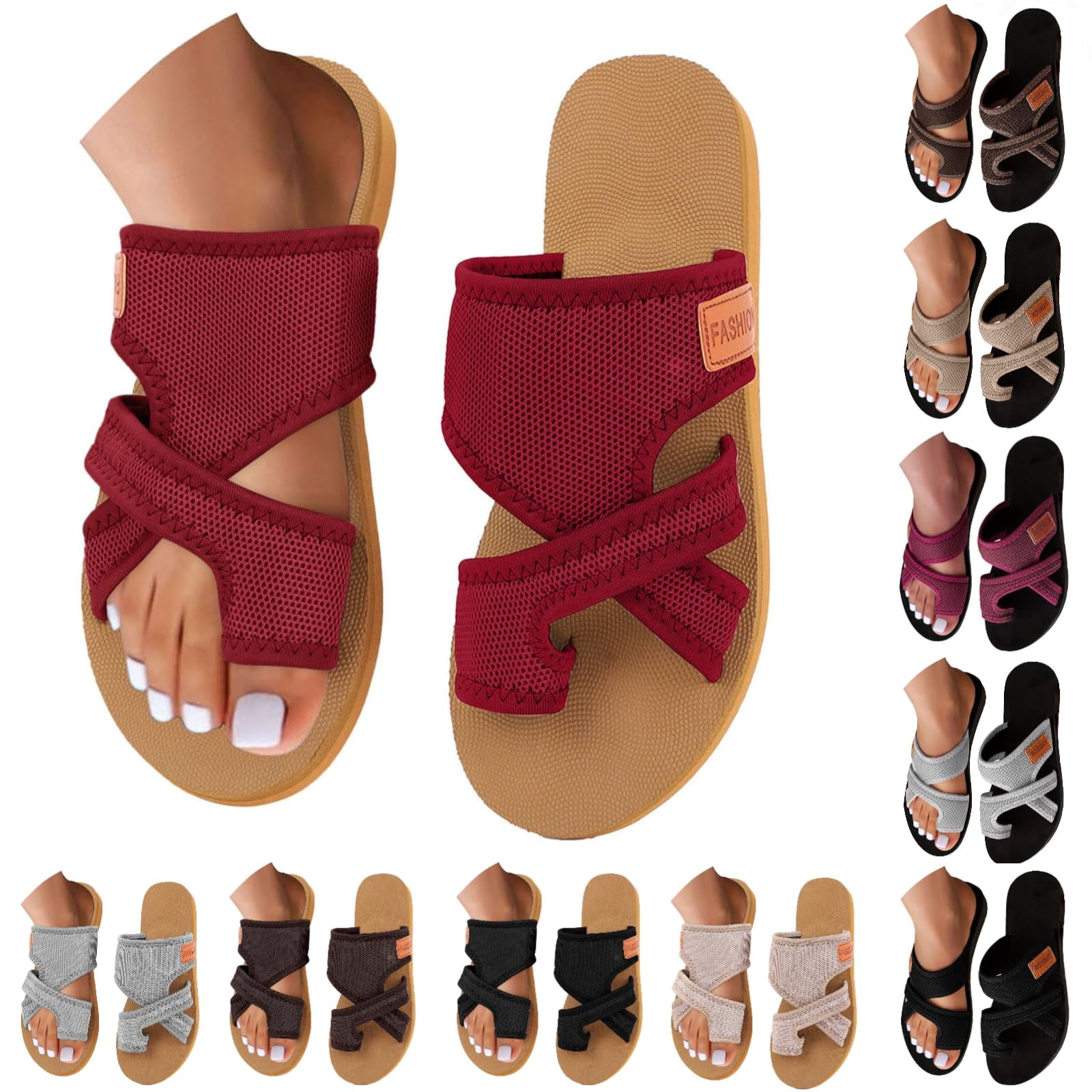 Orthopedic Sandals for Women Hollow Mesh Slide Shoes with Arch Support ...