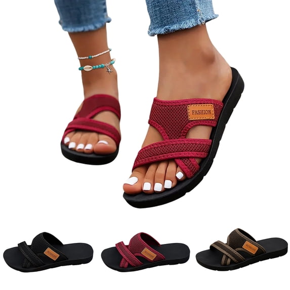 Orthopedic Sandals for Women Mesh Flat Slippers Dressy Comfortable Flip Flops Wide Width Walking Summer Beach Vacation Shoes 41
