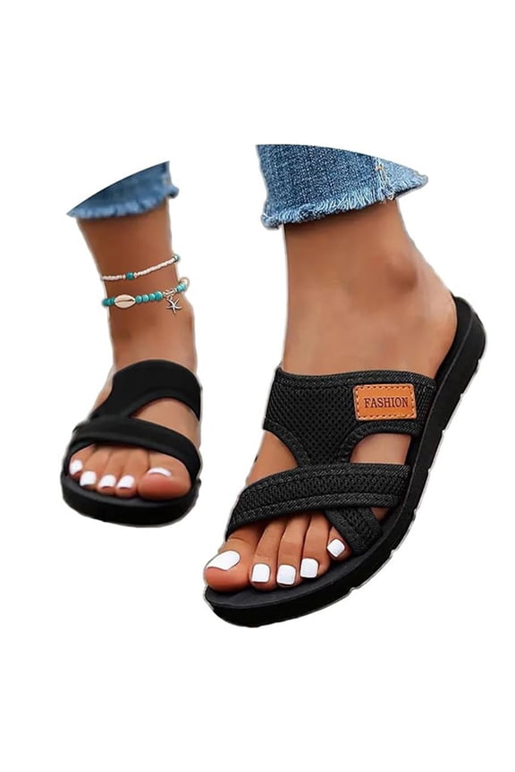 Orthopedic Sandals for Women - Mesh Flat Slippers Dressy Comfortable Flip Flops Wide Width Walking Summer Beach Vacation Shoes