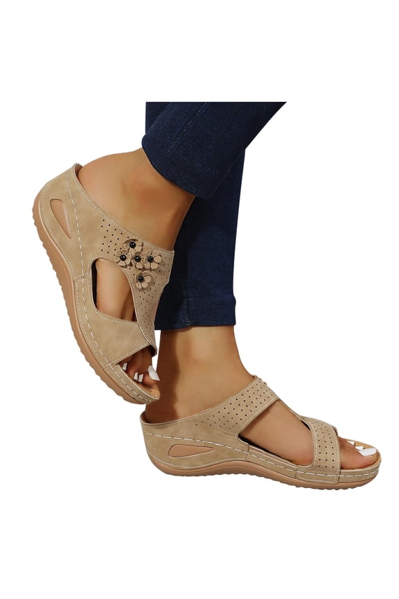 Orthopedic Sandals for Women Open Toe Walking Slippers with Arch Support Anti-Slip Breathable Sandal Vintage Platform Outdoor Flats Shoes