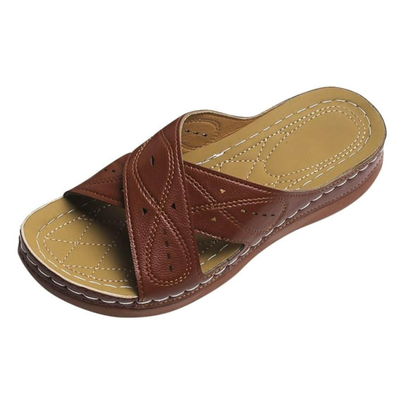Orthopedic Sandals for Women Open Toe Walking Slippers with Arch Support Anti-Slip Breathable Sandal Vintage Platform Outdoor Flats Shoes