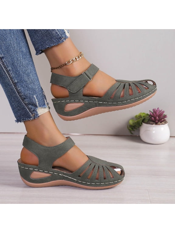 Orthopedic Sandals for Women Summer Fisherman Sandals Closed Toe Leather Loafters