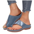 thumbnail image 1 of Orthopedic Sandals for Women Trendy Cutout Toe Ring Flip Flops with Arch Support Casual Low Wedge Slides Blue Size 7.5, 1 of 6