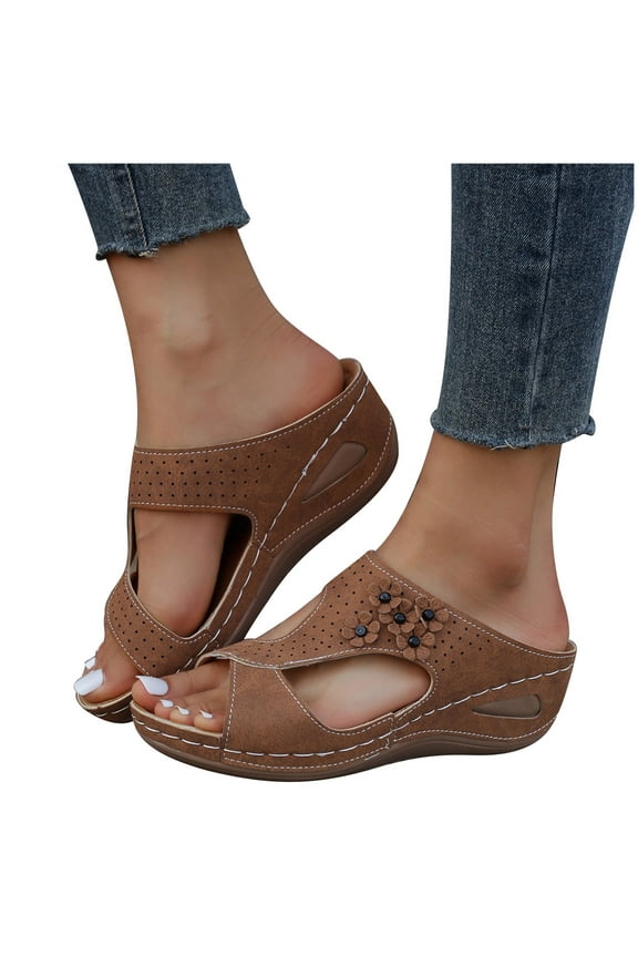 Orthopedic Sandals for Women Walking Wedge Sandals with Arch Support Anti-Slip Breathable Sandal Vintage Sandals