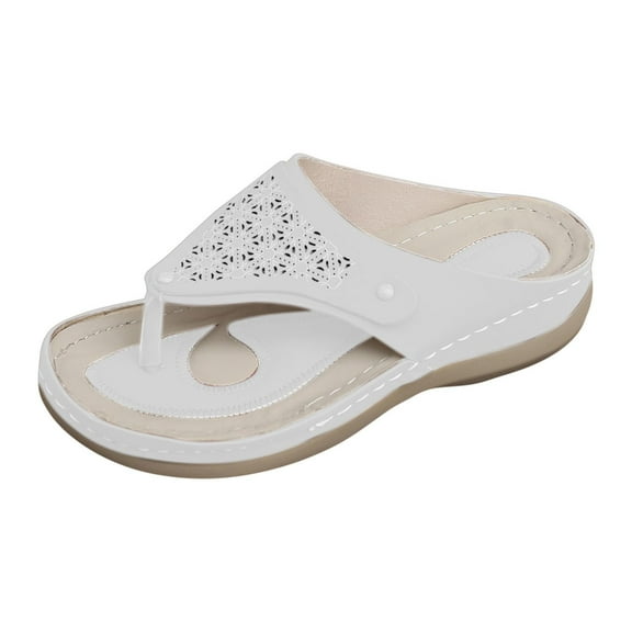 Orthopedic Sandals for Women Wide Width Casual Orthopedic Sandals Wedge Arch Support Slides Beach Flip Flops Beige 9.5