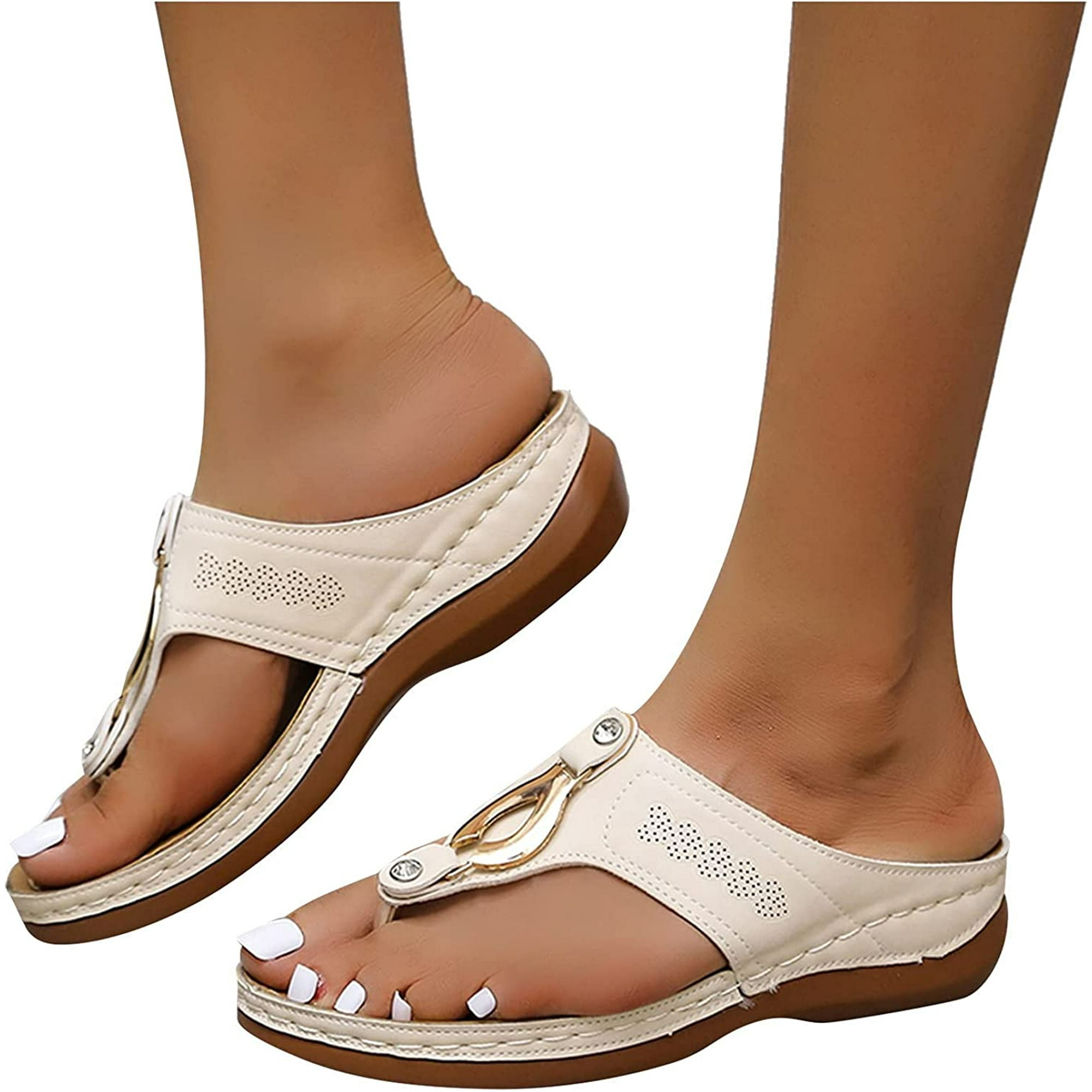  Sandals Women Orthopedic Hollow Out Open Toe Slip on Slippers  Arch Support Anti-Slip Flipflops Comfortable Beach Shoes : Sports & Outdoors