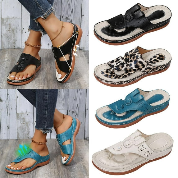 Orthopedic Sandals for Women, Women Walking Slippers with Arch Support Anti-Slip Breathable Sandal Slip On Flip Flops