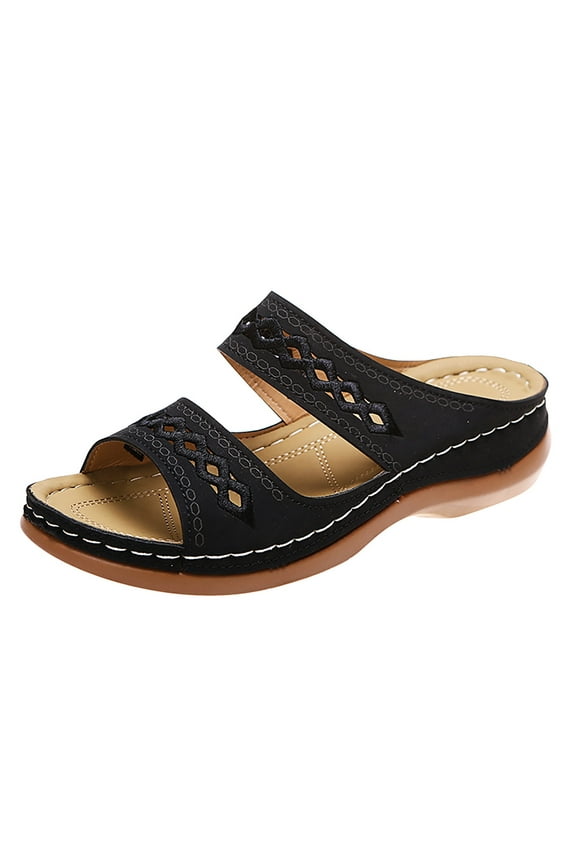 Women's Orthotic Wedge Slip on Sandals Boho Beach Orthopedic Slides for Women 2025 Summer Travel Vacation