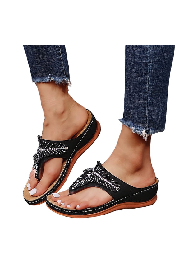 Orthopedic Sandals for Women with Arch Support Thong Flip Flops Anti-Slip Breathable Platform Orthotic Sandal Walking Shoes