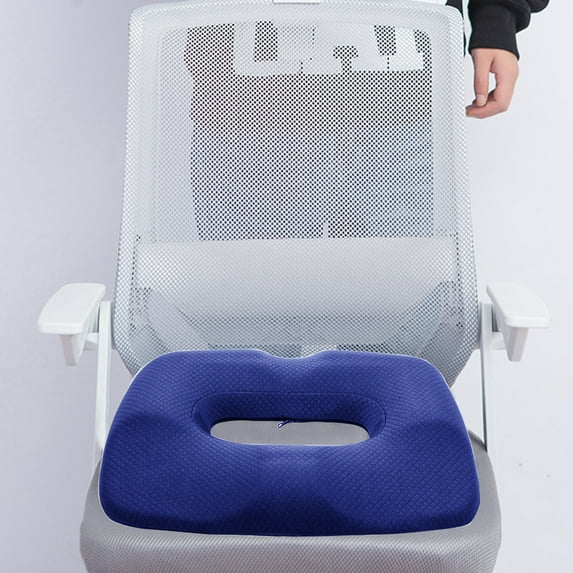 Orthopedic Seat Cushion for Hemorrhoid & Coccyx Pain Relief – 17.7x12.99in Breathable Ergonomic Office Chair Pad with Hollow Design, Non-Slip Base – Home, Car, Study (Navy, Pink, Gray)