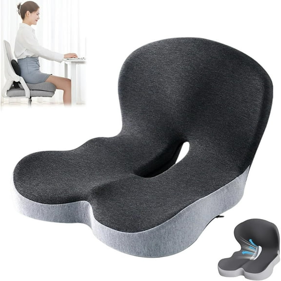 Orthopedic Seat Cushion - Instant Back Pain Relief, Ergonomic Memory Foam L-shaped Integrated Seat Cushion, relieves sciatica, tailbone and back pain, suitable for cars and offices.