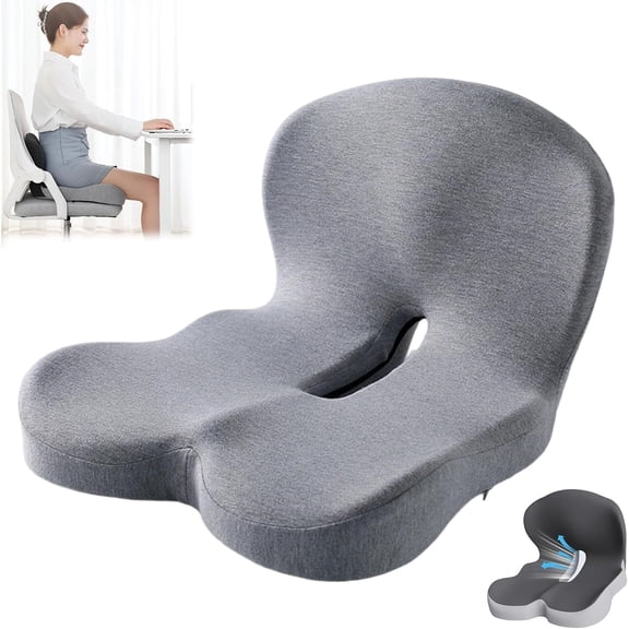 Orthopedic Seat Cushion - Instant Back Pain Relief, Ergonomic Memory Foam L-shaped Integrated Seat Cushion, relieves sciatica, tailbone and back pain, suitable for cars and offices.