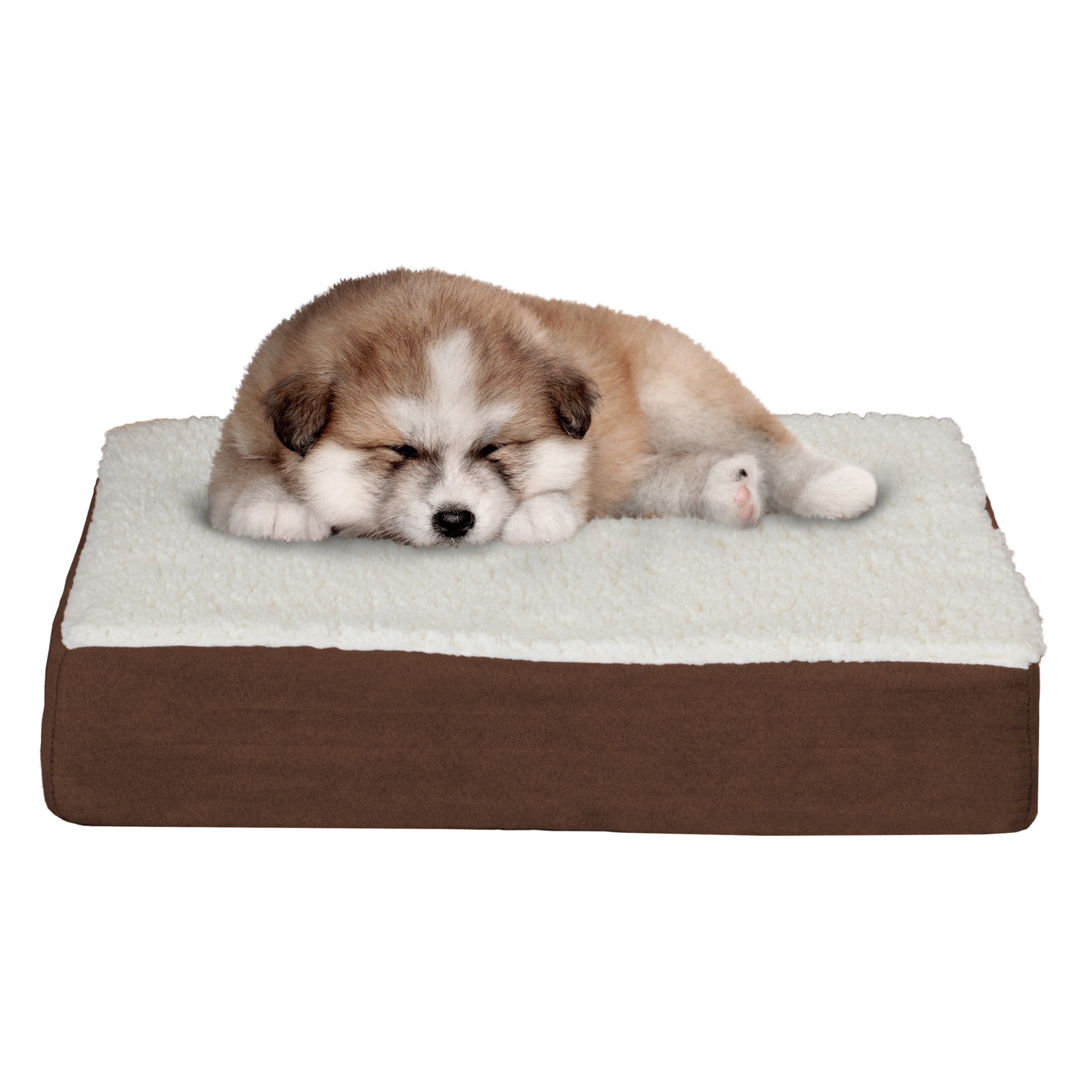 Petmaker Orthopedic Sherpa Top Pet Bed, Brown