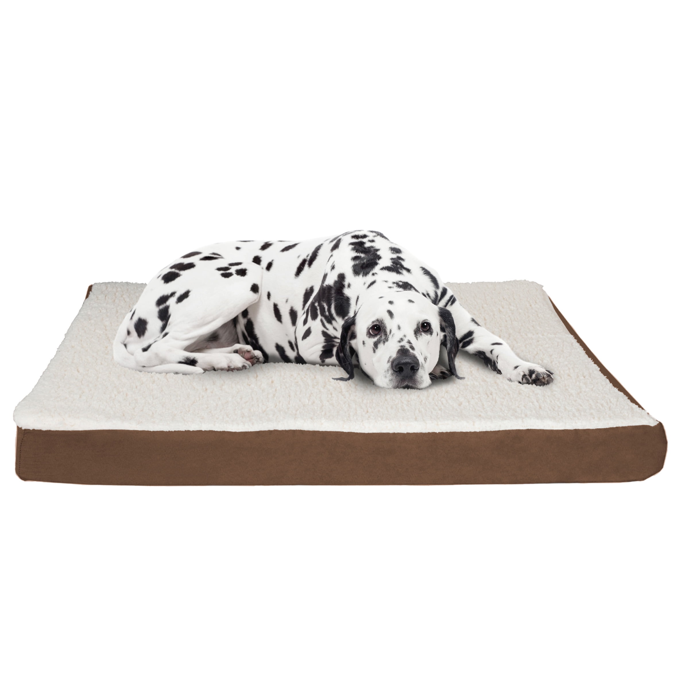 Orthopedic Sherpa Top Dog Pet Bed with Memory Foam and Removable Cover