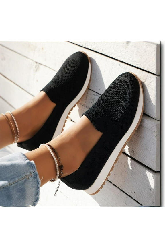 Orthopedic Shoes For Women Walking Shoes Memory Foam Slip On Sneakers Fall Shoes Knitted Loafers Clearance Sale