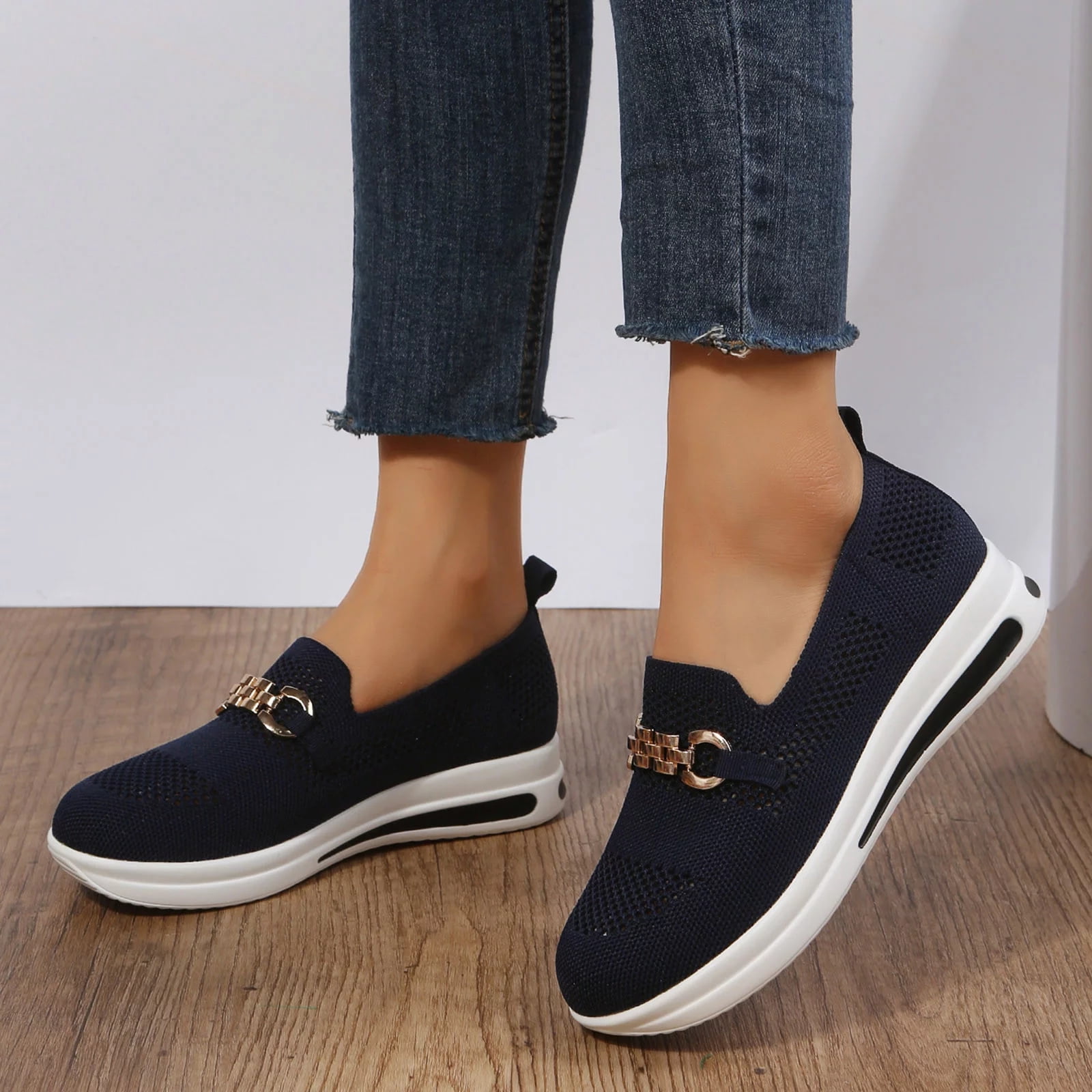 Orthopedic Shoes For Women Walking Shoes Memory Foam Slip On Sneakers Fall Shoes Knitted Loafers Clearance Sale