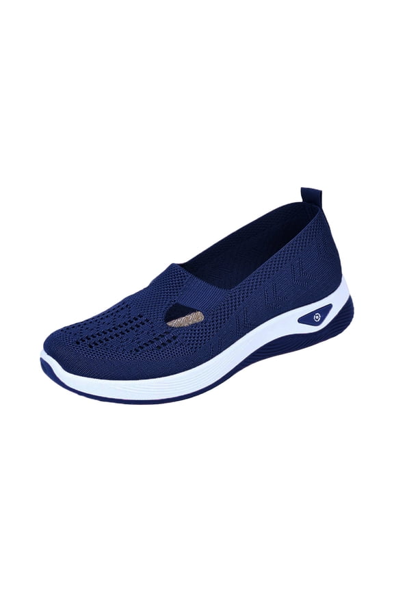 Orthopedic Shoes for Women, 2025 New Women Wide Width Breathable Walking Comfortable Slip on Sneakers, Non Slip Food Service Lightweight Sneaker, Nurse Shoes Arch Support Sneakers Dark Blue 8 Wide
