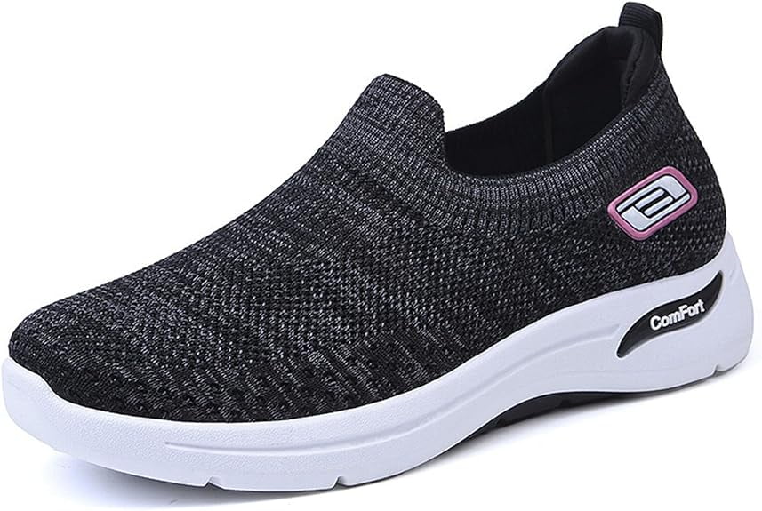 Orthopedic Shoes for Women Breathable Slip on Diabetic Shoes Comfort Wear Plantar Fasciitis Shoe, Wide Width Soft Sole Arch Support Walking Sneakers Casual Mesh Comfortable Tennis Sneakers