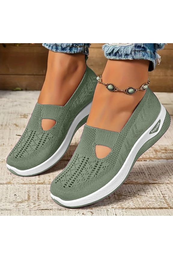 Orthopedic Shoes for Women,Orthopedic Walking Shoes for Women,New Orthowalkway Womens Shoes,Woven Orthopedic Breathable Walking Sneaker Non-Slip Arch Support Slip on Shoes,Green,9