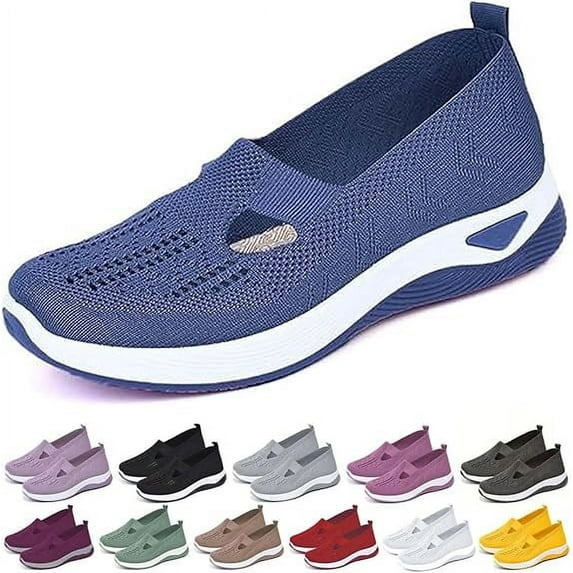 Orthopedic Shoes for Women, Women Wide Width Breathable Walking Comfortable Slip on Sneakers, Non Slip Food Service Lightweight Sneaker, Nurse Shoes Arch Support Sneakers
