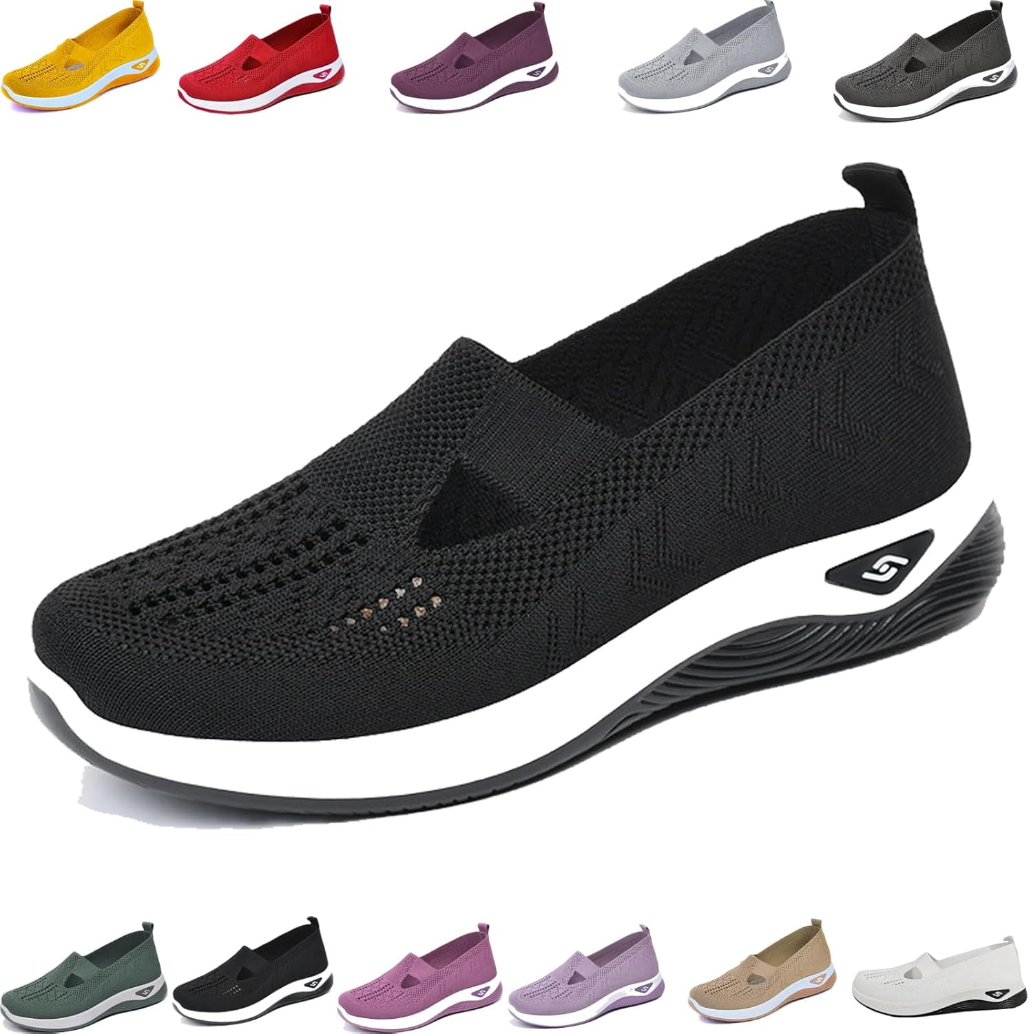 Orthopedic Shoes for Women, Women Wide Width Breathable Walking Comfortable Slip on Sneakers, Non-Slip Loafers Lightweight Memory Foam Flat Sneakers, Nurse Shoes Arch Support Sneakers