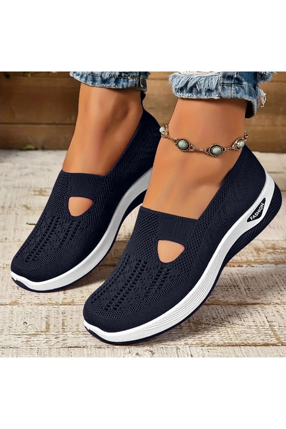 Orthopedic Shoes,Womens Slip On Walking Shoes,Orthopedic Walking Shoes for Women,New Orthowalkway Womens Shoes,Woven Orthopedic Breathable Walking Sneaker Non-Slip Arch Support Slip on Shoes,Blue,8